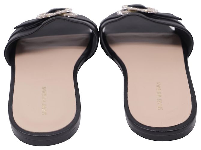 Infradito in pelle nera decorate con cristalli Stuart Weitzman Nero - vista 5
