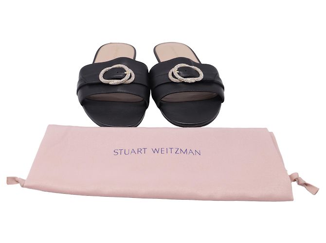 Infradito in pelle nera decorate con cristalli Stuart Weitzman Nero - vista 6