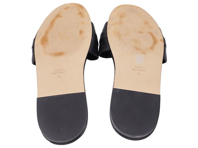 Infradito in pelle nera decorate con cristalli Stuart Weitzman Nero - vista 8