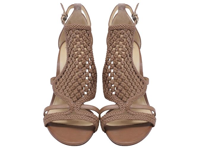Sandali con tacco e dettaglio intrecciato in pelle marrone Alexandre Birman Rosso - vista 2