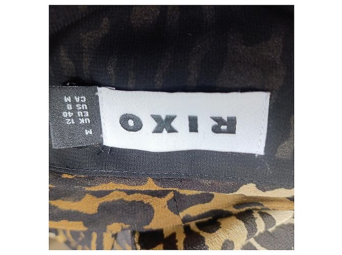 Autre Marque Vestido Midi Leopardo Bette en Seda Marrón de Rixo Castaño - vista 5