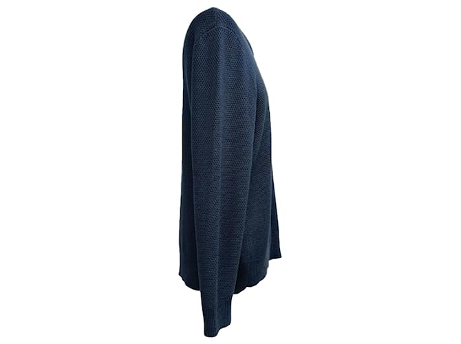 Sandro Pullover aus marineblauer Wolle mit Rundhalsausschnitt - Ansicht 2
