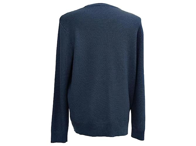 Sandro Pullover aus marineblauer Wolle mit Rundhalsausschnitt - Ansicht 3