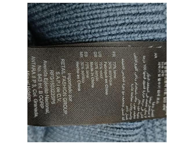Sandro Pullover aus marineblauer Wolle mit Rundhalsausschnitt - Ansicht 5