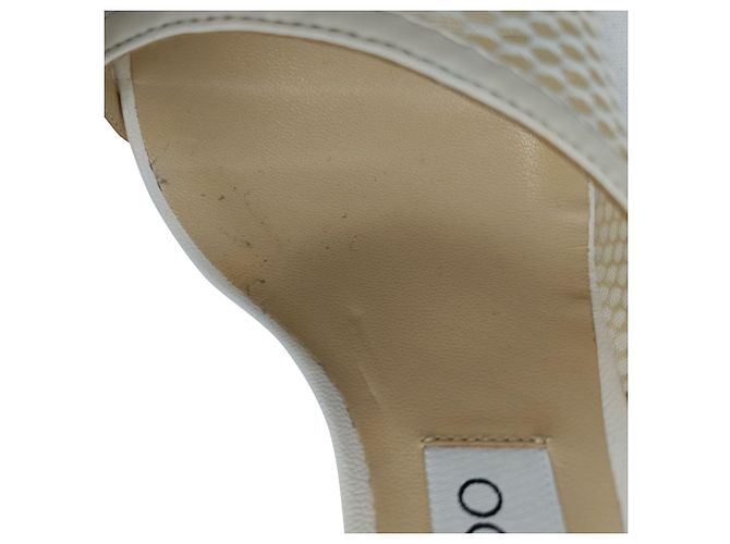 Sandali con tacco e dettaglio in rete Jimmy Choo in pelle bianca - vista 10