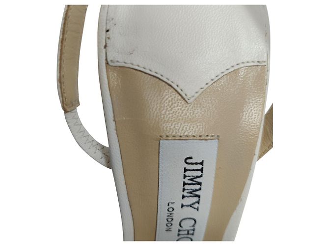 Sandali con tacco e dettaglio in rete Jimmy Choo in pelle bianca - vista 12