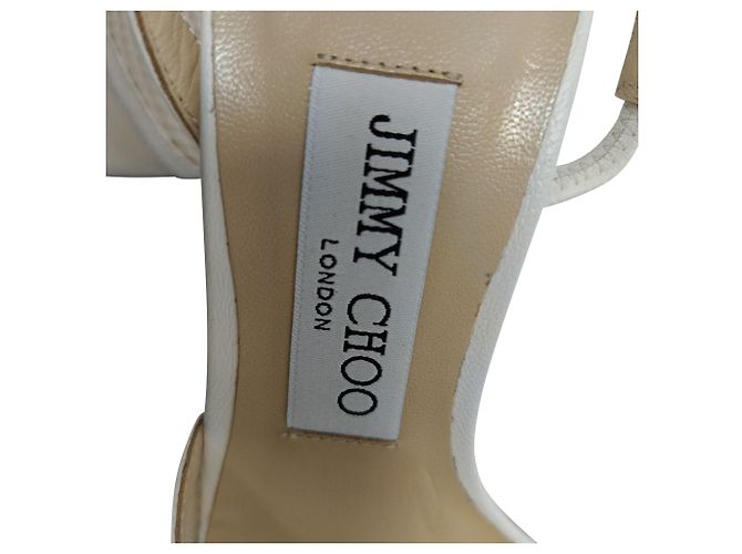 Sandali con tacco e dettaglio in rete Jimmy Choo in pelle bianca - vista 13