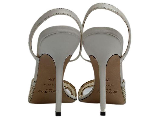 Sandali con tacco e dettaglio in rete Jimmy Choo in pelle bianca - vista 2