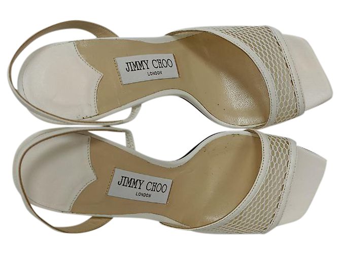 Sandali con tacco e dettaglio in rete Jimmy Choo in pelle bianca - vista 5