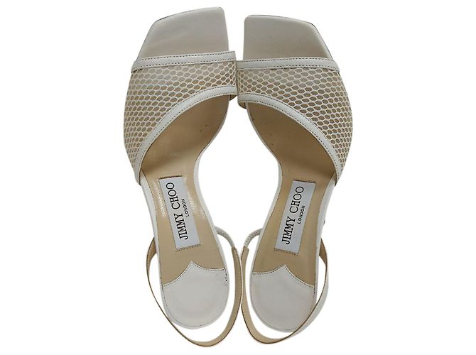 Sandali con tacco e dettaglio in rete Jimmy Choo in pelle bianca - vista 6