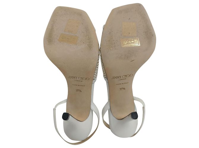 Sandali con tacco e dettaglio in rete Jimmy Choo in pelle bianca - vista 9