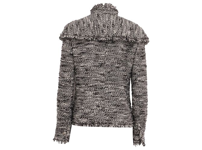 Classique Blazer en tweed noir et blanc avec patchs de Chanel - vue 4