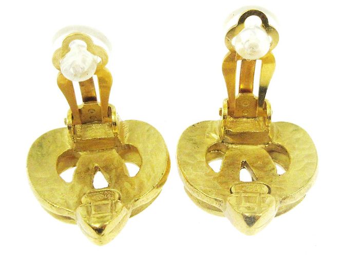 Chanel Vintage CC Heart Clip-On Metal Small D'oro - vista 2