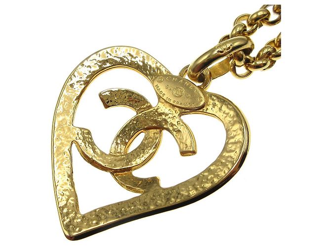 Pendente Cuore CC Chanel in metallo D'oro - vista 3