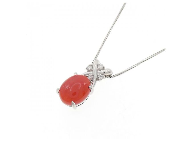 Autre Marque Collana in diamante corallo Pt900/Pt850 Rosso - vista 3