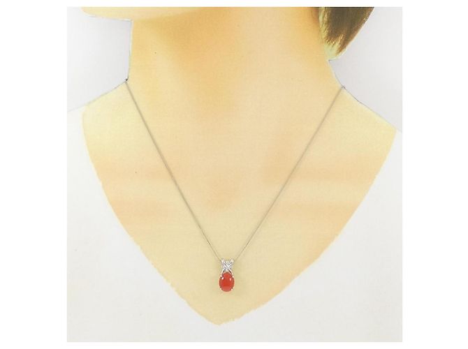 Autre Marque Collana in diamante corallo Pt900/Pt850 Rosso - vista 6