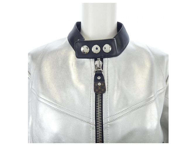 Chaqueta Riders de Piel de Ternera Louis Vuitton Plata - vista 6