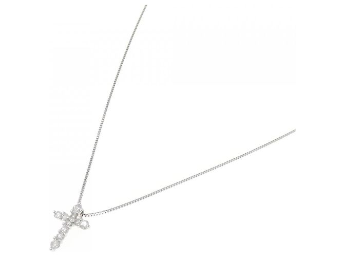 Autre Marque Collana a Croce in Platino e Diamante Argento - vista 2