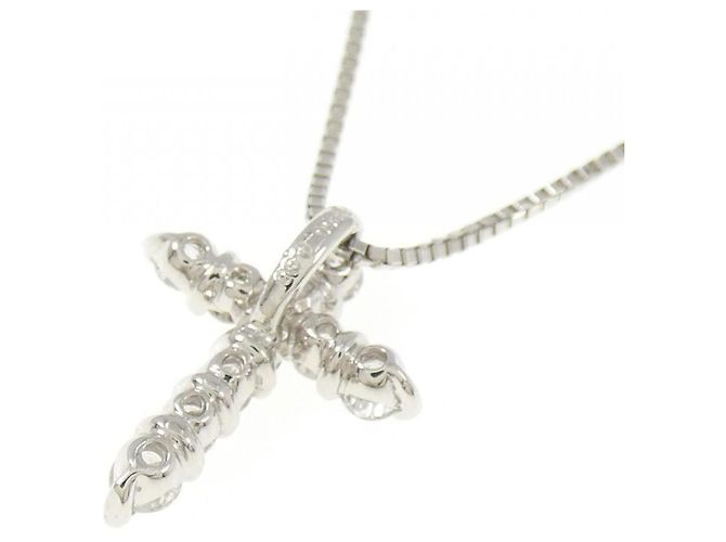 Autre Marque Collana a Croce in Platino e Diamante Argento - vista 4