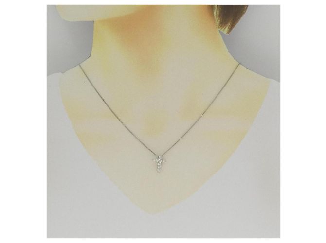 Autre Marque Collana a Croce in Platino e Diamante Argento - vista 6