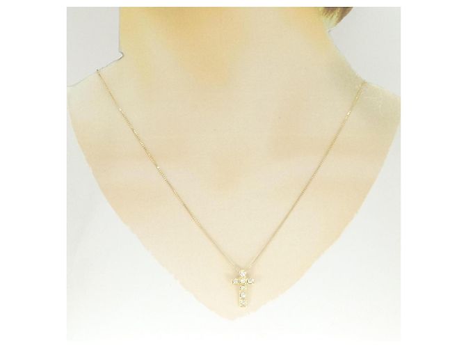 Autre Marque Collana a Croce con Diamanti Au750 D'oro - vista 6