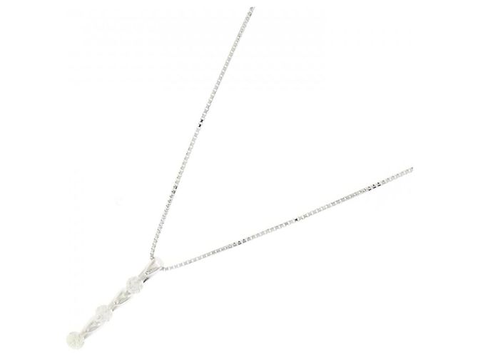Autre Marque Collana con diamanti a tre pietre in oro bianco Au750 - vista 2