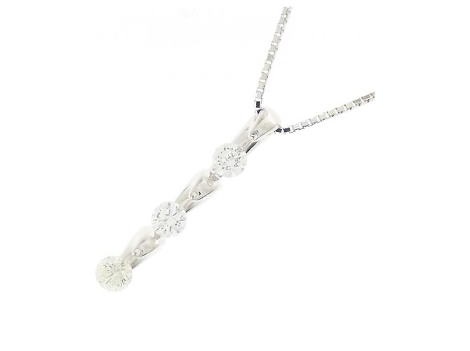 Autre Marque Collana con diamanti a tre pietre in oro bianco Au750 - vista 3