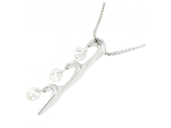Autre Marque Collana con diamanti a tre pietre in oro bianco Au750 - vista 4