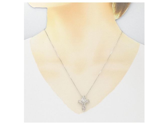 Autre Marque Collana con croce di diamante in oro bianco Au750 Argento - vista 6
