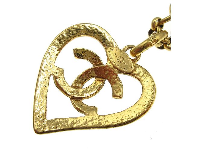 Pendente a cuore CC in metallo di Chanel D'oro - vista 3