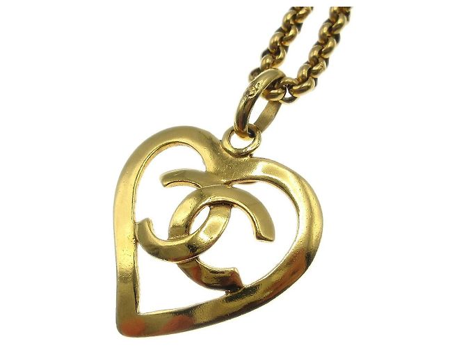 Pendente a cuore CC in metallo di Chanel D'oro - vista 2