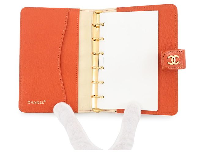 Chanel Coco Mark Leather Planner Cover Orange - view 4