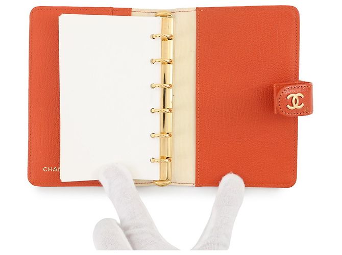 Chanel Coco Mark Leather Planner Cover Orange - view 5