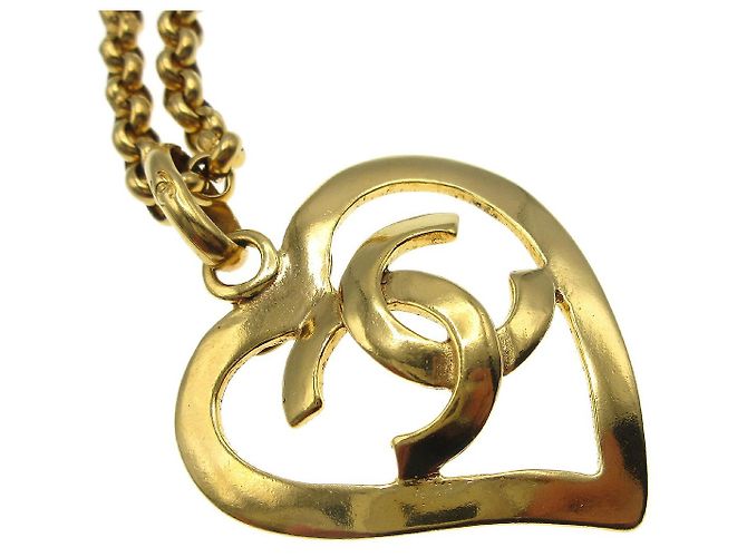Pendente Cuore CC Chanel in metallo D'oro - vista 3