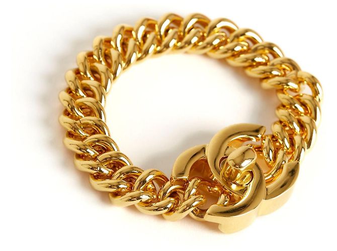 Pulsera Chanel 1995 Talla M L Maxi CC Turnlock Pulsera de Cadena Dorada Talla M L - vista 2
