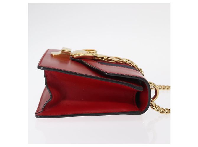 Borsa a spalla mini Gucci Sylvie Chain in pelle Rosso - vista 3