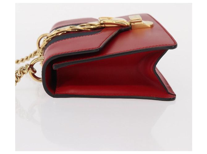 Borsa a spalla mini Gucci Sylvie Chain in pelle Rosso - vista 4