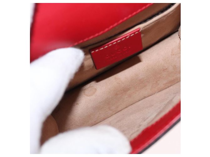 Borsa a spalla mini Gucci Sylvie Chain in pelle Rosso - vista 5