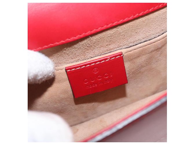 Borsa a spalla mini Gucci Sylvie Chain in pelle Rosso - vista 6