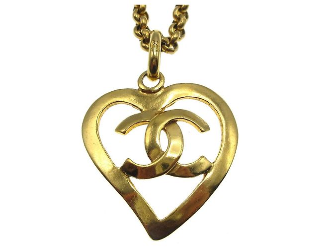 Pendente a cuore CC in metallo di Chanel D'oro - vista 2