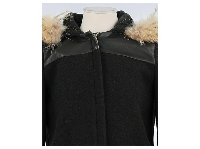 Claudie Pierlot Abrigo de piel negro - vista 2