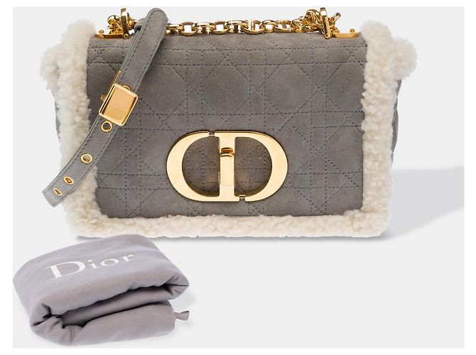 Borsa DIOR Dior Caro in Pelle Scamosciata Grigia - 103071 Grigio - vista 2