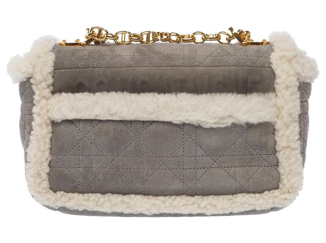 Borsa DIOR Dior Caro in Pelle Scamosciata Grigia - 103071 Grigio - vista 4
