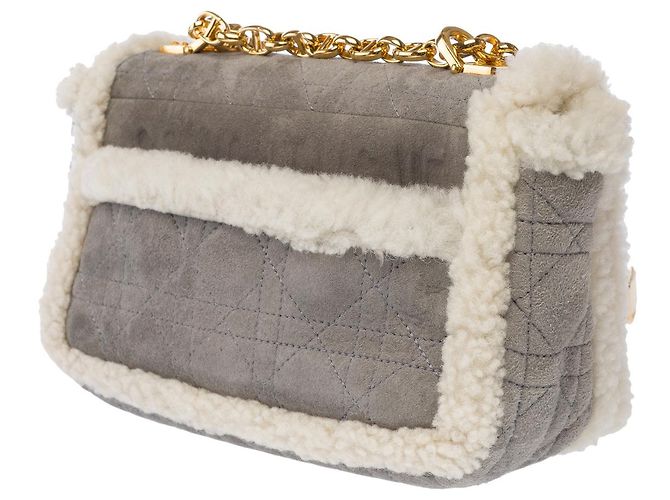 Borsa DIOR Dior Caro in Pelle Scamosciata Grigia - 103071 Grigio - vista 6