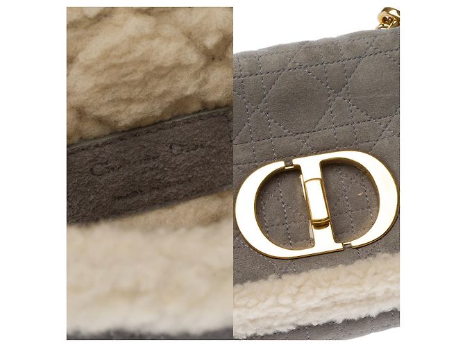 Borsa DIOR Dior Caro in Pelle Scamosciata Grigia - 103071 Grigio - vista 7