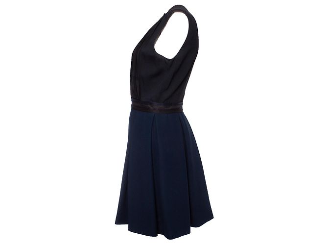 Miu Miu, Vestido plisado y drapeado Negro Azul - vista 3