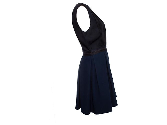 Miu Miu, Vestido plisado y drapeado Negro Azul - vista 4
