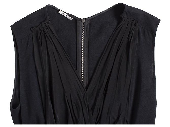 Miu Miu, Vestido plisado y drapeado Negro Azul - vista 5