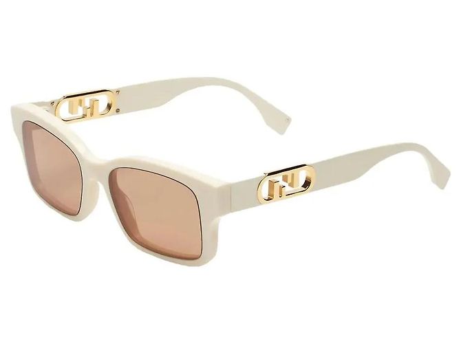 Fendi - O'Lock - Rectangular Sunglasses - White - Eggshell - view 2