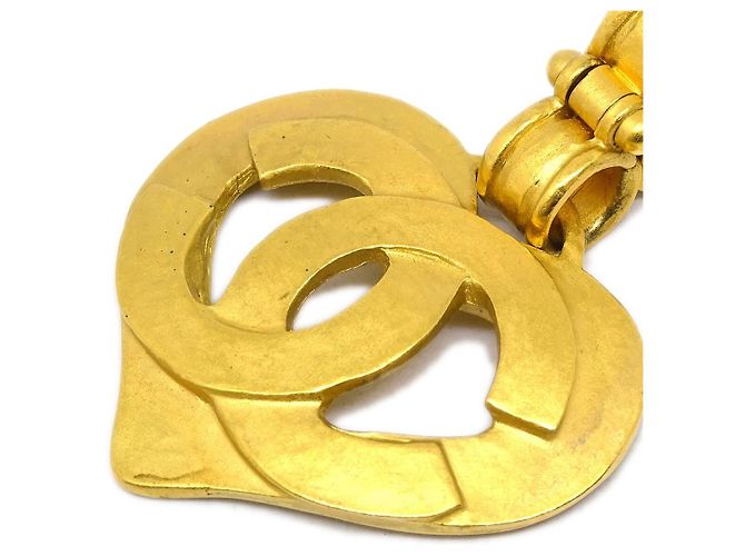 Chanel Vintage CC Heart Cut Out Drop Clip-On Metal D'oro - vista 2